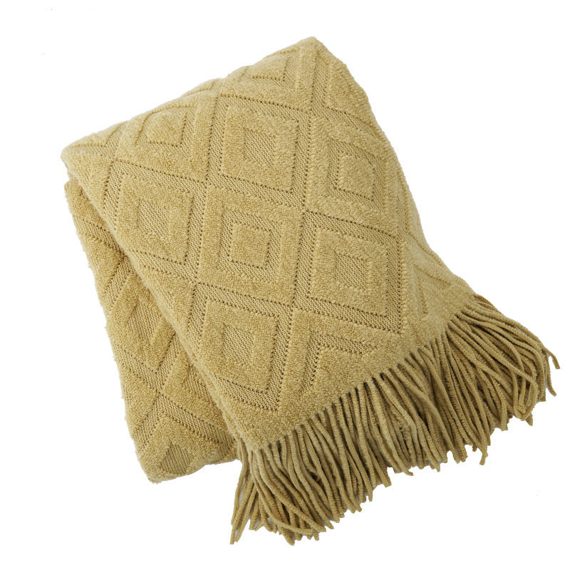 Jacquard Knitted Bed Tail Towel | Cozy Autumn & Winter Blanket