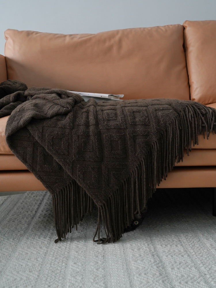 Jacquard Knitted Bed Tail Towel | Cozy Autumn & Winter Blanket