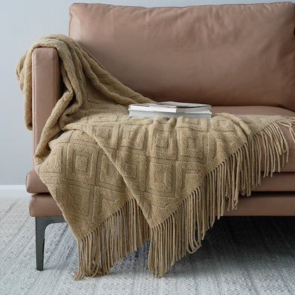 Jacquard Knitted Bed Tail Towel | Cozy Autumn & Winter Blanket