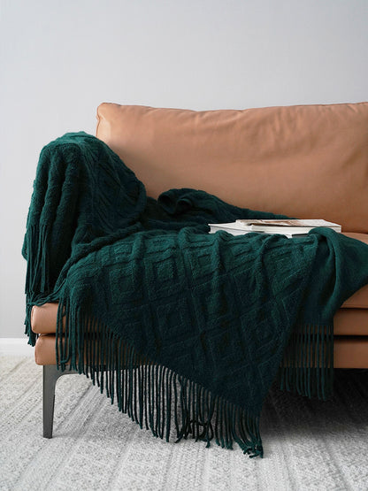 Jacquard Knitted Bed Tail Towel | Cozy Autumn & Winter Blanket