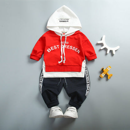 Boys' Suit Letter Print Hood: Stylish & Trendy