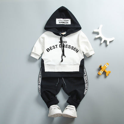 Boys' Suit Letter Print Hood: Stylish & Trendy