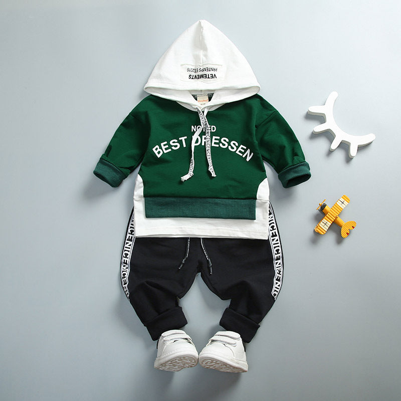 Boys' Suit Letter Print Hood: Stylish & Trendy