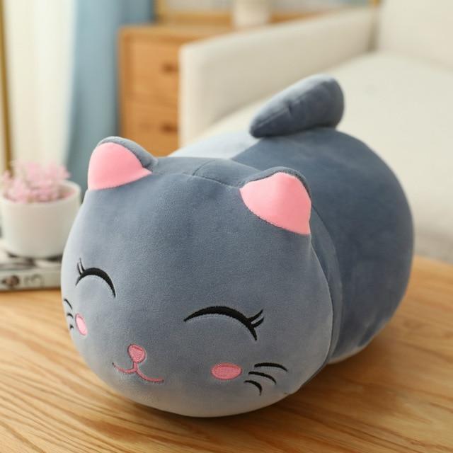 Cute Cat Plush Pillow: Soft Kitten Stuffed Animal Cushion