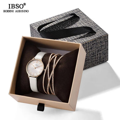 IBSO Crystal Bracelet Watches Set Female High Quality Quartz Watch Luxury Women Watch Bangle Set for Valentine's Gift