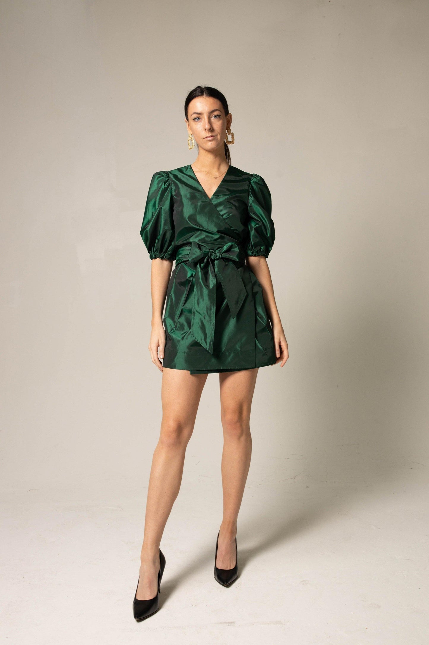 Glimmer Green Wrap Dress