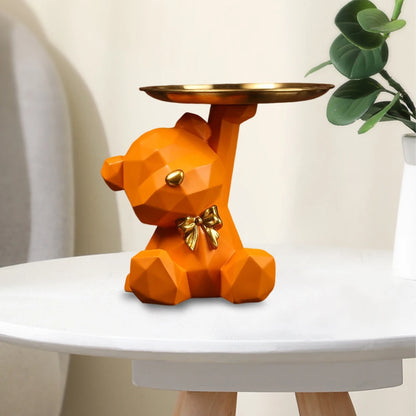 Modern Resin Bear Figurine | Key Holder, Desk Organizer & Candy Dish | Home Decor