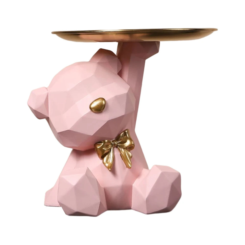 Modern Resin Bear Figurine | Key Holder, Desk Organizer & Candy Dish | Home Decor