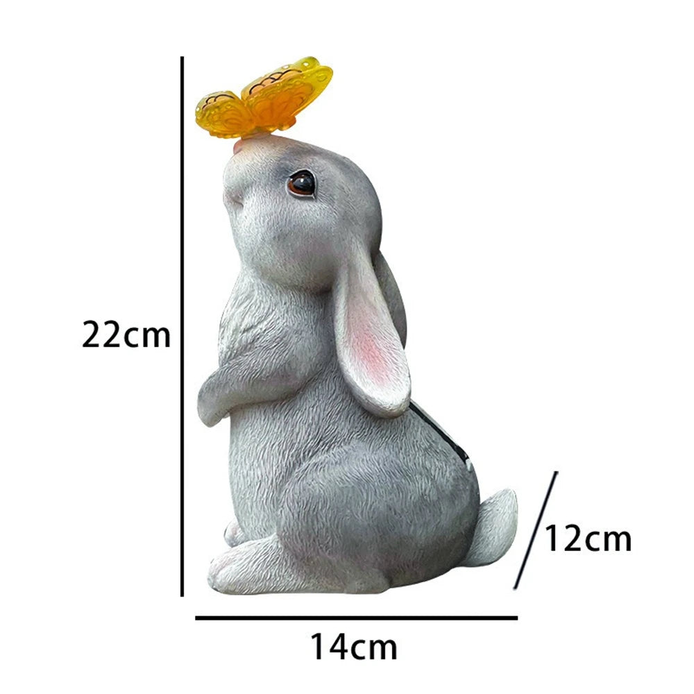 Resin Solar Bunny Figurine | Outdoor Garden & Courtyard Decor