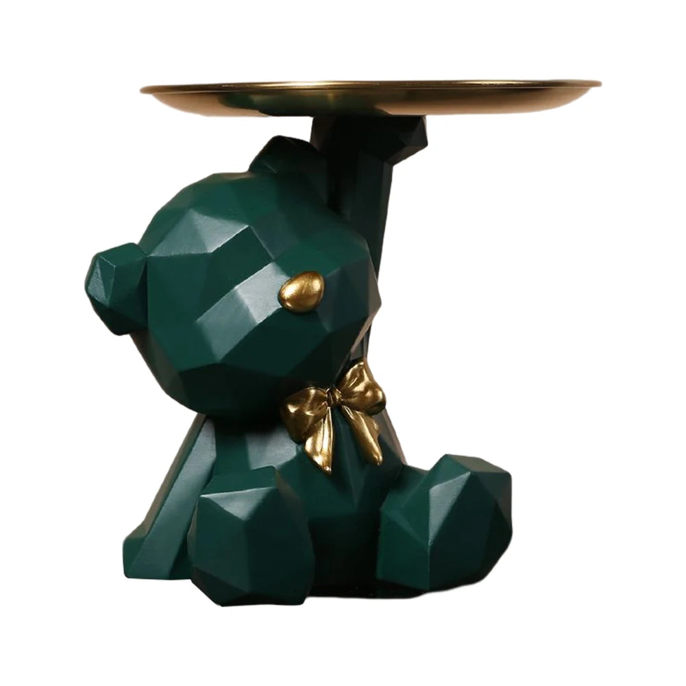 Modern Resin Bear Figurine | Key Holder, Desk Organizer & Candy Dish | Home Decor