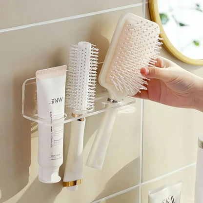 Acrylic Wall Mount Comb & Hair Brush Rack | Transparent Bathroom Organizer