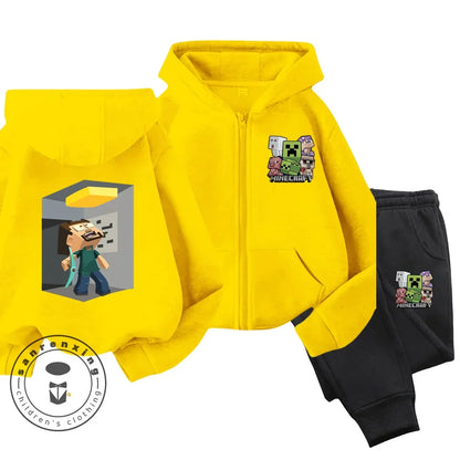 Minecraft Anime Printed Hoodie & Pants | Casual Sports Fashion | Kids 3-14