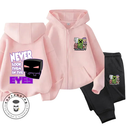 Minecraft Anime Printed Hoodie & Pants | Casual Sports Fashion | Kids 3-14