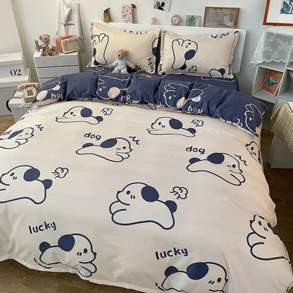 Whale Bedding Set | Floral Duvet Cover | Full/Queen/King | Cute Dog Print