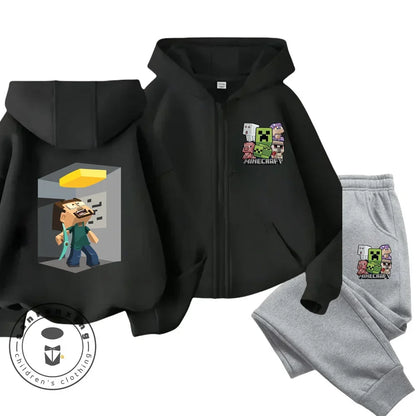 Minecraft Anime Printed Hoodie & Pants | Casual Sports Fashion | Kids 3-14