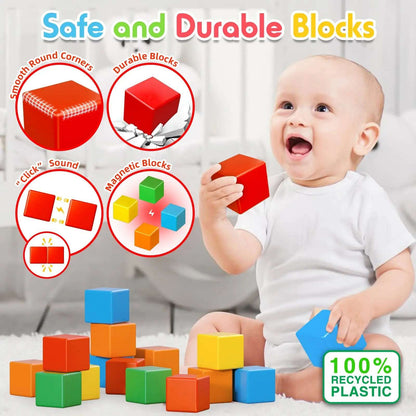 Magnetic Square Building Blocks: 32-96PCS Creative Play & STEM Learning