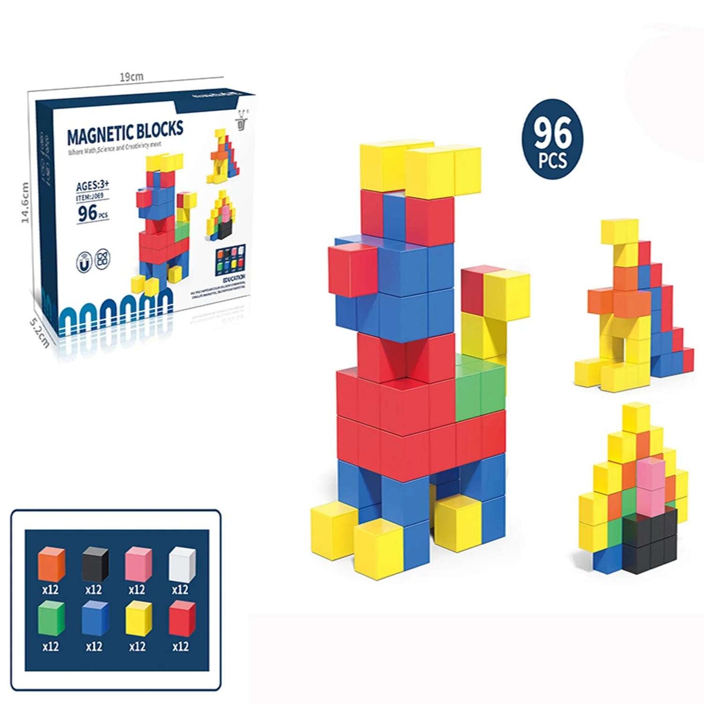 Magnetic Square Building Blocks: 32-96PCS Creative Play & STEM Learning