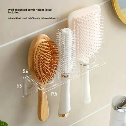 Acrylic Wall Mount Comb & Hair Brush Rack | Transparent Bathroom Organizer