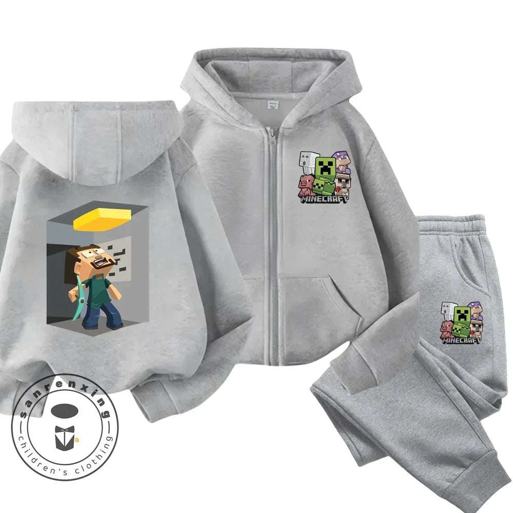 Minecraft Anime Printed Hoodie & Pants | Casual Sports Fashion | Kids 3-14