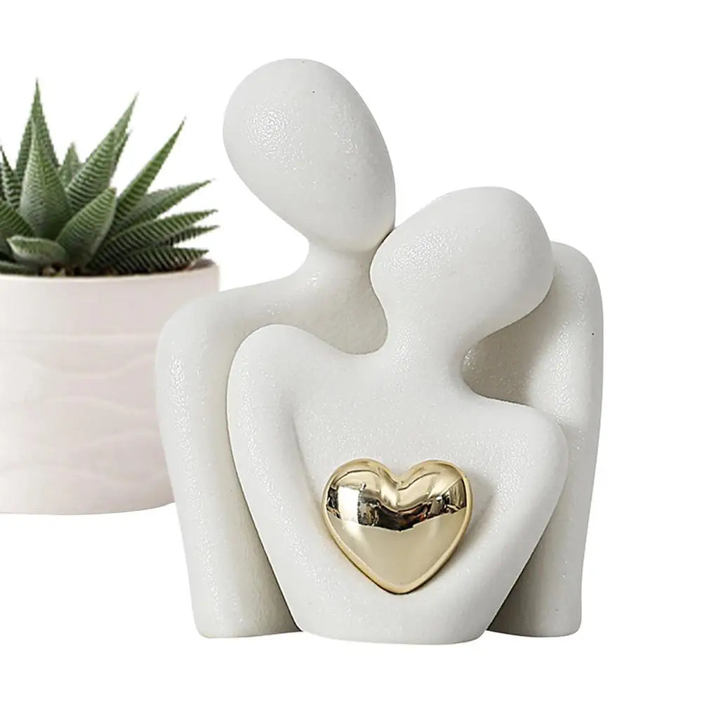 Nordic Abstract Couple Statue | Modern Ceramic Sculpture | Home Decor Ornament