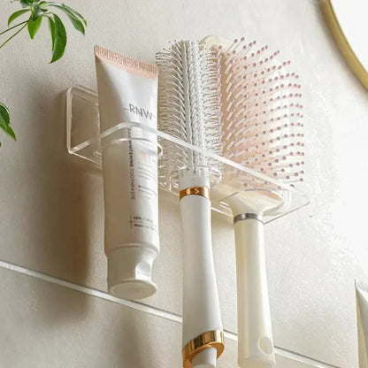 Acrylic Wall Mount Comb & Hair Brush Rack | Transparent Bathroom Organizer