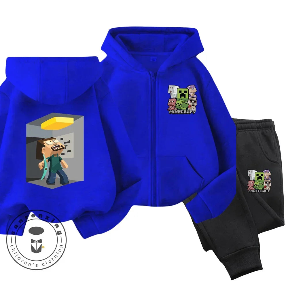 Minecraft Anime Printed Hoodie & Pants | Casual Sports Fashion | Kids 3-14