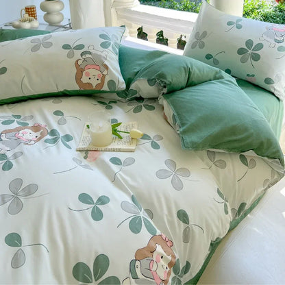 Whale Bedding Set | Floral Duvet Cover | Full/Queen/King | Cute Dog Print