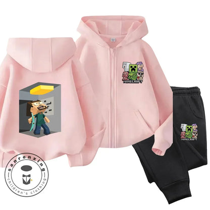 Minecraft Anime Printed Hoodie & Pants | Casual Sports Fashion | Kids 3-14