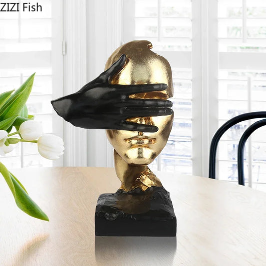 Aesthetic Abstract Figure Statue | "Silent Is Gold" Room Decor Ornament