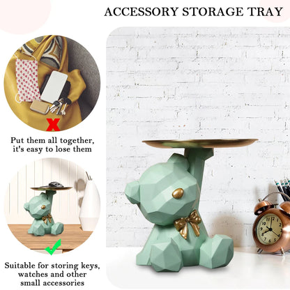 Modern Resin Bear Figurine | Key Holder, Desk Organizer & Candy Dish | Home Decor