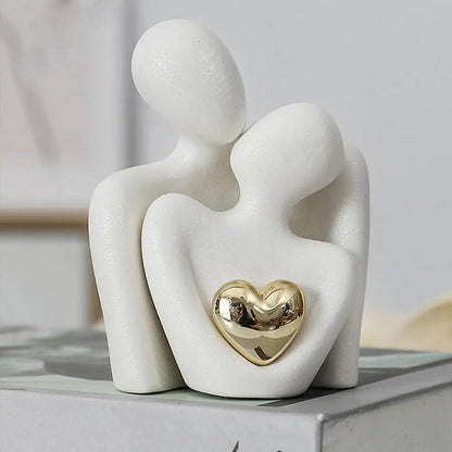 Nordic Abstract Couple Statue | Modern Ceramic Sculpture | Home Decor Ornament