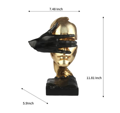 Aesthetic Abstract Figure Statue | "Silent Is Gold" Room Decor Ornament