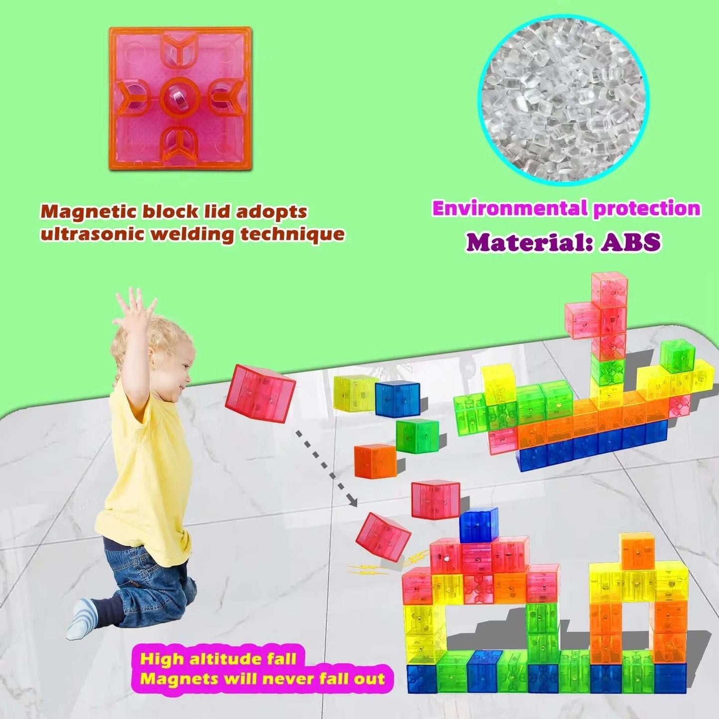 Magnetic Square Building Blocks: 32-96PCS Creative Play & STEM Learning