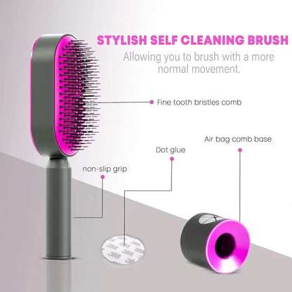 Self-Cleaning Hair Brush: Detangling Massage Comb with Air Cushion