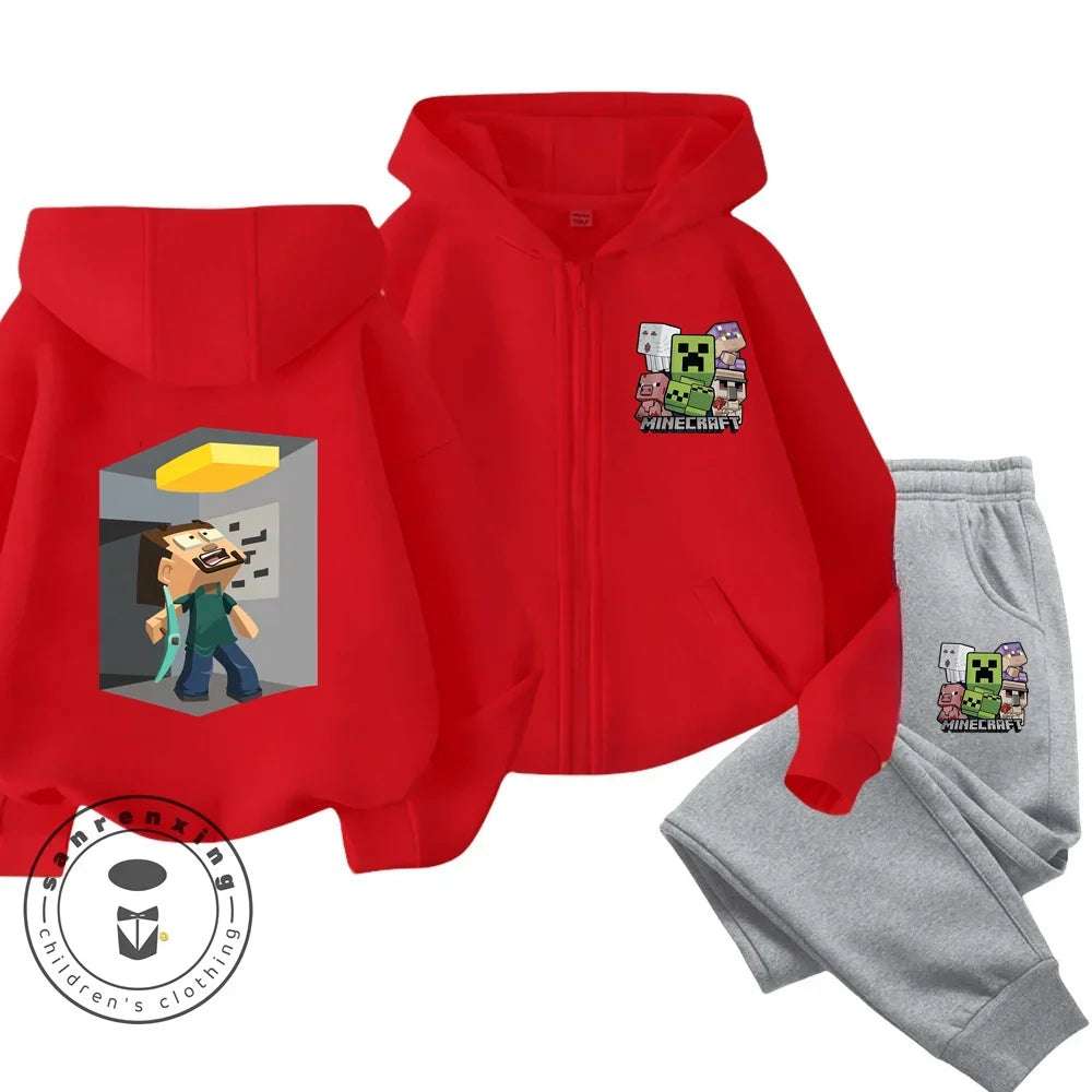 Minecraft Anime Printed Hoodie & Pants | Casual Sports Fashion | Kids 3-14