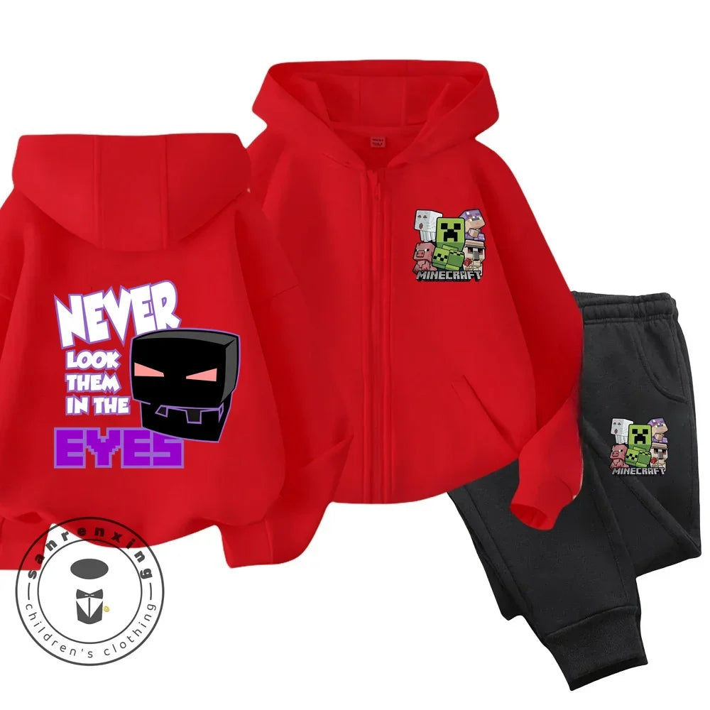 Minecraft Anime Printed Hoodie & Pants | Casual Sports Fashion | Kids 3-14