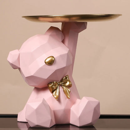 Modern Resin Bear Figurine | Key Holder, Desk Organizer & Candy Dish | Home Decor