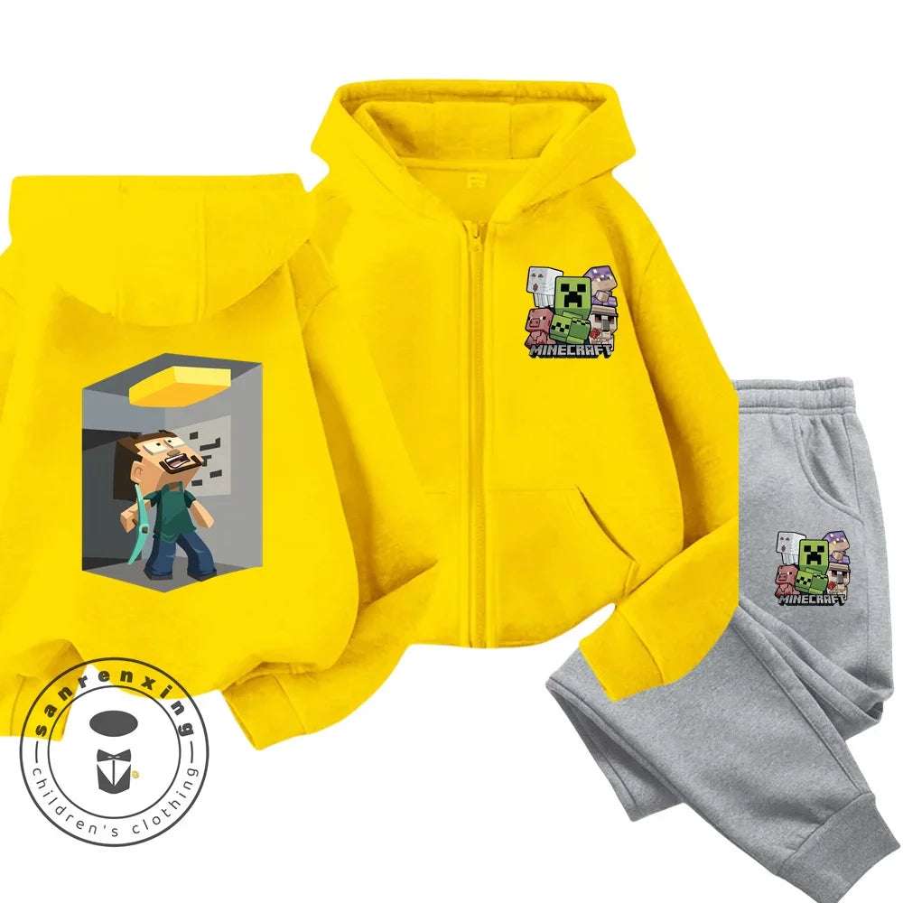 Minecraft Anime Printed Hoodie & Pants | Casual Sports Fashion | Kids 3-14