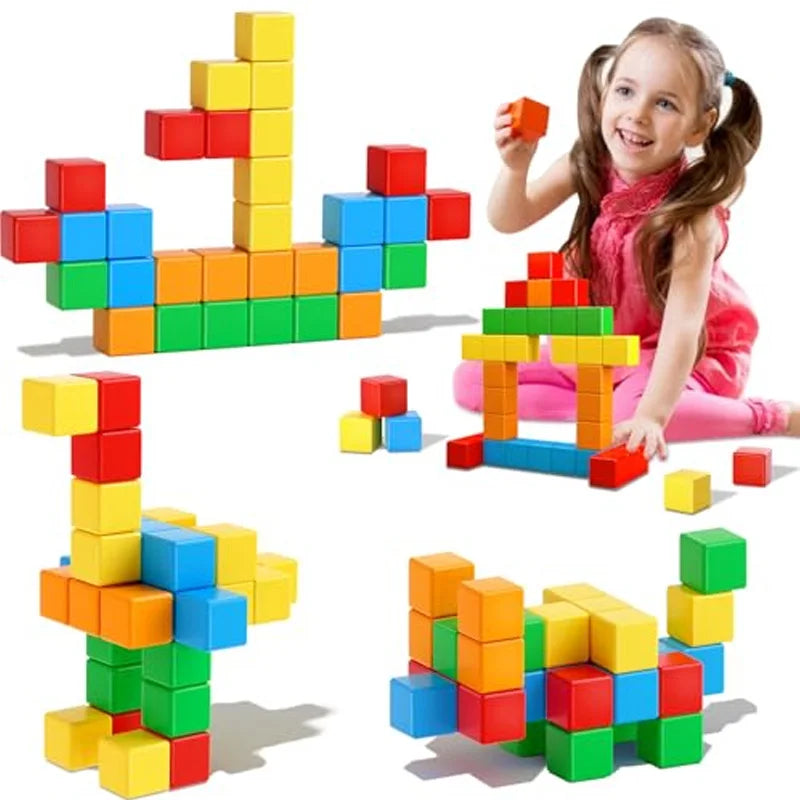 Magnetic Square Building Blocks: 32-96PCS Creative Play & STEM Learning