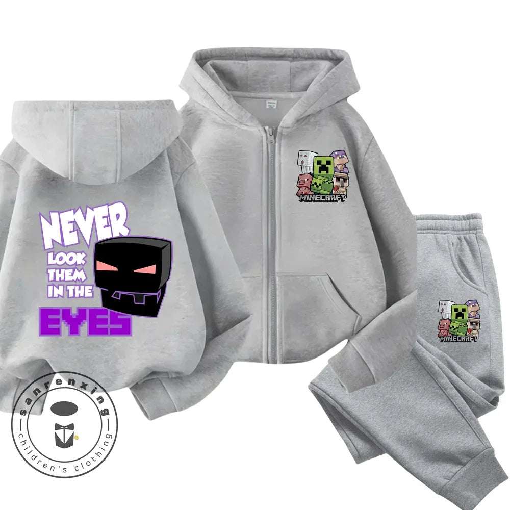 Minecraft Anime Printed Hoodie & Pants | Casual Sports Fashion | Kids 3-14