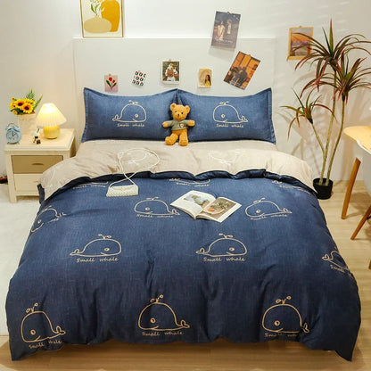 Whale Bedding Set | Floral Duvet Cover | Full/Queen/King | Cute Dog Print