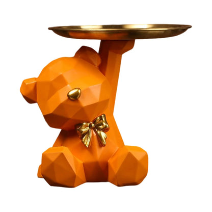 Modern Resin Bear Figurine | Key Holder, Desk Organizer & Candy Dish | Home Decor