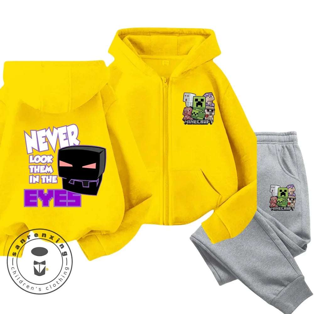 Minecraft Anime Printed Hoodie & Pants | Casual Sports Fashion | Kids 3-14