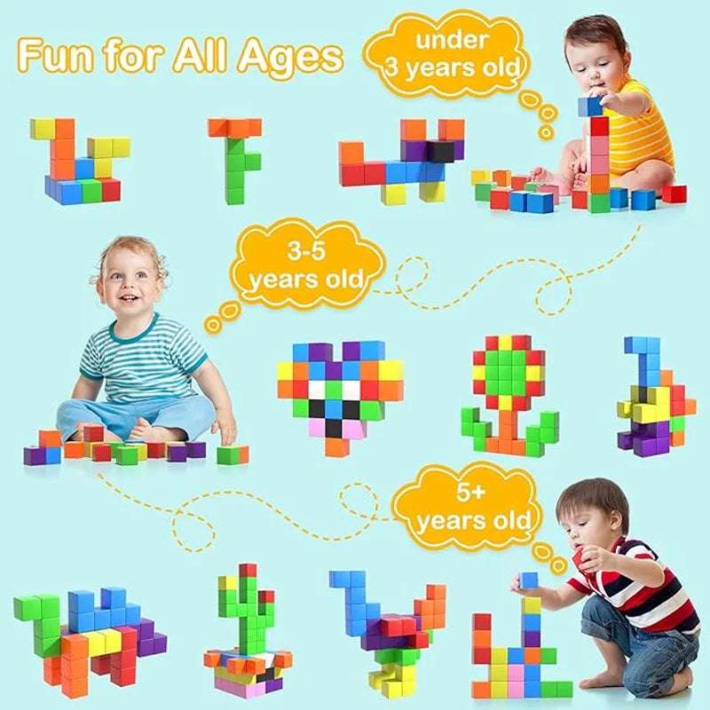 Magnetic Square Building Blocks: 32-96PCS Creative Play & STEM Learning