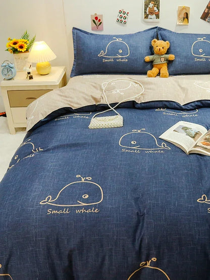 Whale Bedding Set | Floral Duvet Cover | Full/Queen/King | Cute Dog Print