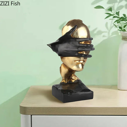 Aesthetic Abstract Figure Statue | "Silent Is Gold" Room Decor Ornament