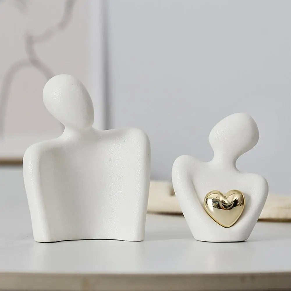 Nordic Abstract Couple Statue | Modern Ceramic Sculpture | Home Decor Ornament