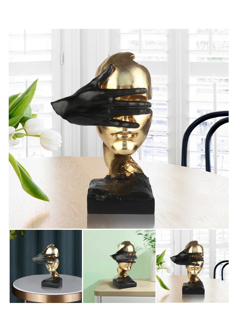 Aesthetic Abstract Figure Statue | "Silent Is Gold" Room Decor Ornament