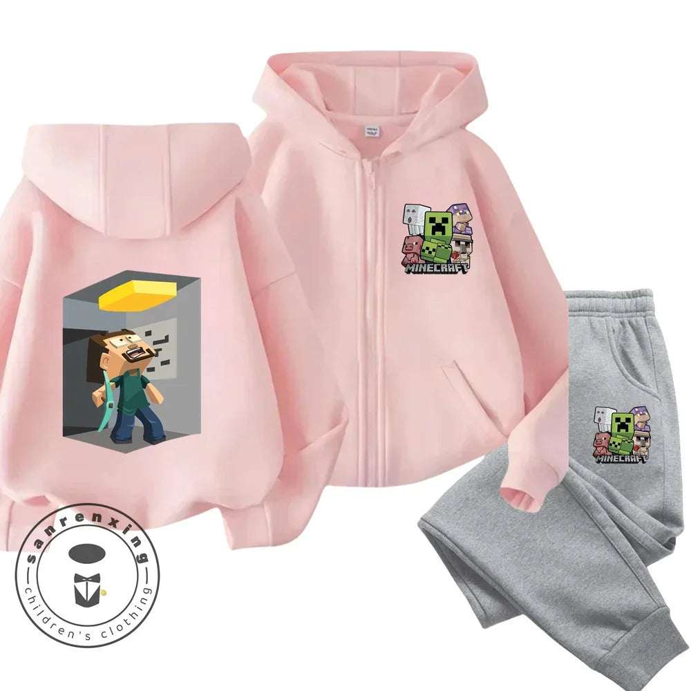 Minecraft Anime Printed Hoodie & Pants | Casual Sports Fashion | Kids 3-14