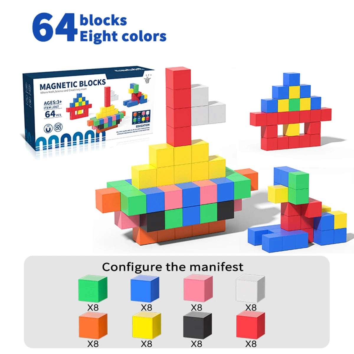 Magnetic Square Building Blocks: 32-96PCS Creative Play & STEM Learning